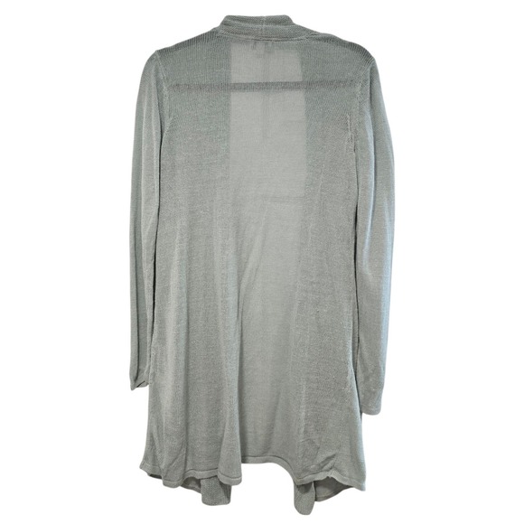 J Jill Women's Light Green Linen Blend Open Front Long Cardigan Sweater Medium M - Picture 6 of 7